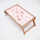 Bandeja Para Café Da Manhã Estampa Coração - 40x25cm Marrom