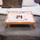 Bandeja Para Café Da Manhã Estampa Coração - 40x25cm Marrom