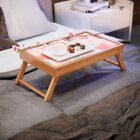 Bandeja Para Café Da Manhã Estampa Coração - 40x25cm Marrom