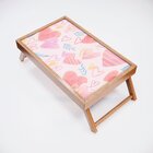 Bandeja Para Café Da Manhã Estampa Coração - 40x25cm Marrom