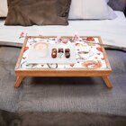 Bandeja Para Café Da Manhã Estampa Coração - 40x25cm Marrom
