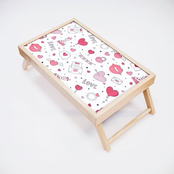 Bandeja Para Café Da Manhã Estampa Coração Love - 40x25cm Cla