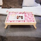 Bandeja Para Café Da Manhã Estampa Coração Rosa - 40x25cm Cla