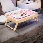 Bandeja Para Café Da Manhã Estampa Coração Rosa - 40x25cm Cla