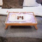 Bandeja Para Café Da Manhã Estampa Flor Lilás - 40x25cm Marrom