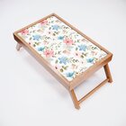 Bandeja Para Café Da Manhã Estampa Flores - 40x25cm Marrom