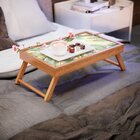 Bandeja Para Café Da Manhã Estampa Folhas - 40x25cm Marrom