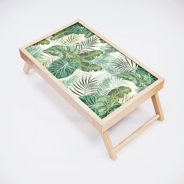 Bandeja Para Café Da Manhã Estampa Folhas Verde - 40x25cm Cla