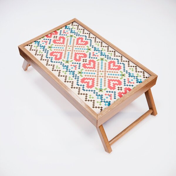 Bandeja Para Café Da Manhã Estampa Geométrica - 40x25cm Marrom