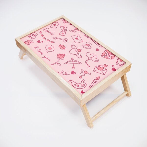 Bandeja Para Café Da Manhã Estampa I Love You - 40x25cm Clara