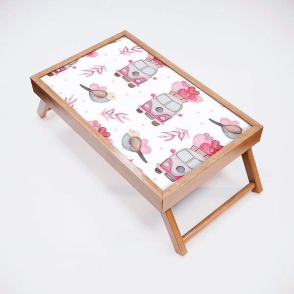 Bandeja Para Café Da Manhã Estampa Kombi - 40x25cm Marrom