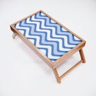 Bandeja Para Café Da Manhã Estampa Ondas Azul - 40x25cm Marrom