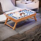 Bandeja Para Café Da Manhã Estampa Ondas Azul - 40x25cm Marrom