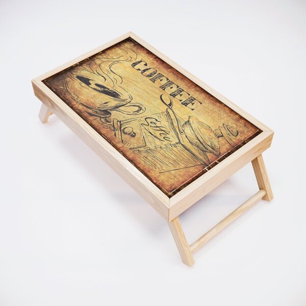 Bandeja Para Café Da Manhã Estampa Xícara Coffee - 40x25cm Cl