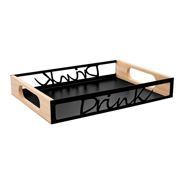 Bandeja Para Servir Drinks E Bebidas Em Aço Preta - Wp Connect