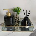 Bandeja, Porta Sabonete Marmorizado, Difusor E Vaso Cerâmico