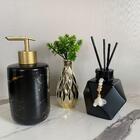 Bandeja, Porta Sabonete Marmorizado, Difusor E Vaso Cerâmico