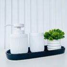 Bandeja Preta + Vaso Branco + Porta Sabonete/porta Escova