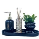 Bandeja Preta + Vaso Taça + Difusor Âmbar + Porta Sabonete