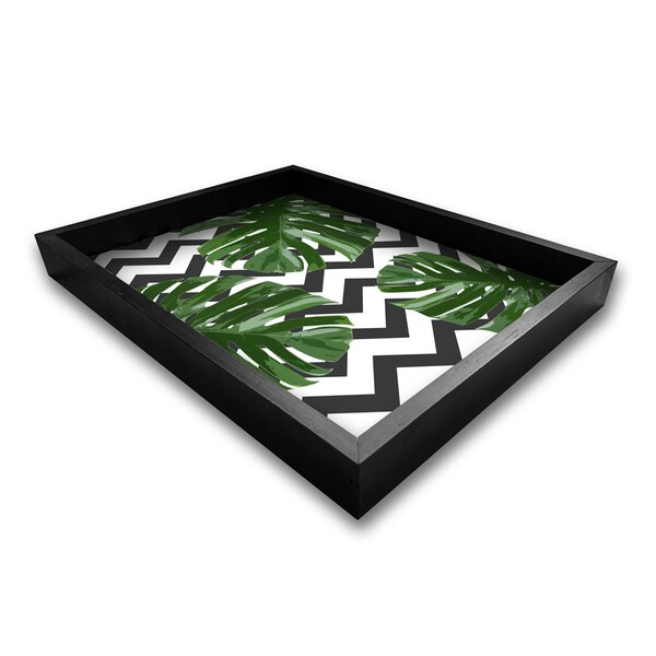 Bandeja Preta Com Gravura Impermeável Costela De Adão 41x31x3