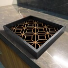 Bandeja Preta Com Gravura Impermeável "geometric Luxo" 41x31x