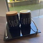 Bandeja Preta Decorativa De Vidro Quadrada 26,5cm Multiuso