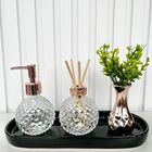 Bandeja Preta, Porta Sabonete, Difusor De Vidro E Vaso Rosê