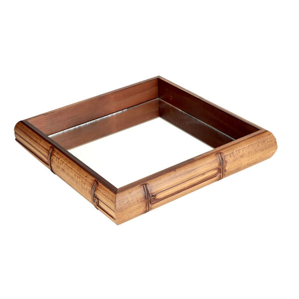 Bandeja Quadrada De Bambu Fundo Espelhado - Grande 36x36cm