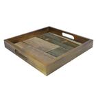 Bandeja Quadrada De Madeira Com Alca L35xp35xa5cm Cor Marrom