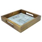 Bandeja Quadrada De Madeira Natural Canjiquinha Com Alça L27x
