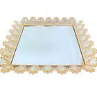 Bandeja Quadrada Dourada Cristal K9 50x6cm