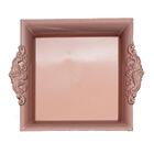 Bandeja Quadrada Plástica Borda Detalhada Rose 33cm 1021554