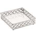 Bandeja Quadrada Prata Em Metal Pequena Com Espelho Mart 12013
