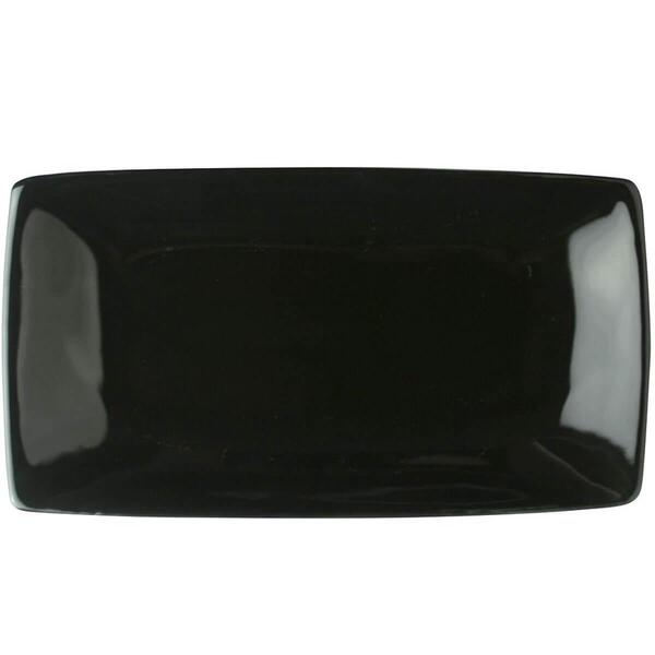 Bandeja Rasa Preto Oriental 22cm Porcelana Germer Prato Para