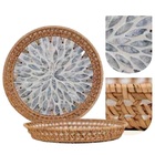 Bandeja Redonda 25cm Vazada Fibra Natural Santorini Yangzi