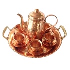 Bandeja Redonda Cobre Puro Com Alças Em Liga De Bronze 53cm