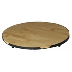 Bandeja Redonda De Bambu Com Moldura De Metal 28x28x2,5cm