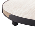 Bandeja Redonda De Bambu Com Moldura De Metal 28x28x2,5cm