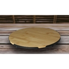 Bandeja Redonda De Bambu Com Moldura De Metal 28x28x2,5cm