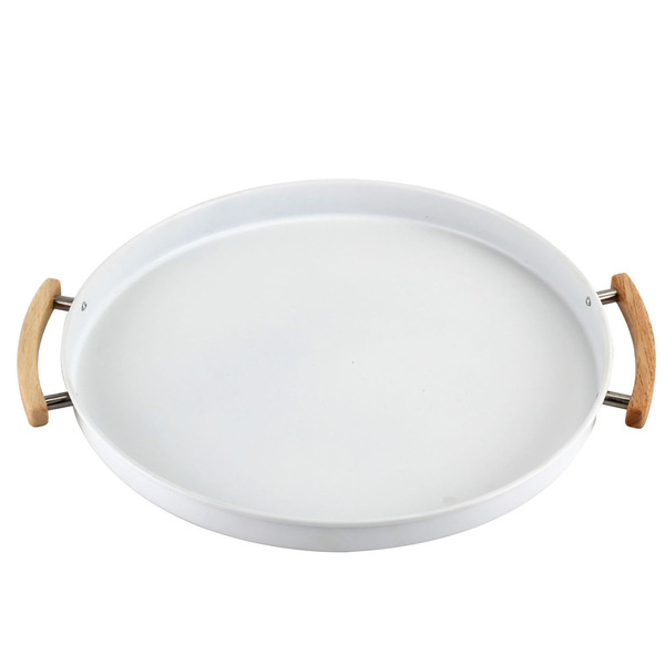 Bandeja Redonda Decorativa Multiuso Metalla Cozinha Casa Yoi