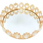 Bandeja Redonda Dourada Cristal K9 48x10cm
