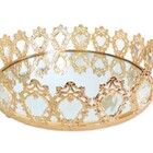 Bandeja Redonda Dourada Cristal K9 48x10cm