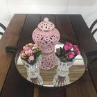 Bandeja Redonda Espelhada Com Alça Preta 50cm