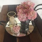 Bandeja Redonda Espelhada Com Alça Preta 50cm