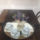 Bandeja Redonda Espelhada Com Alça Preta 50cm