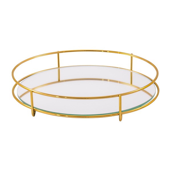 Bandeja Redonda Espelhada Fence 20cm Metalizada - Hara - Dour