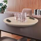 Bandeja Redonda Maré Ártico Com Alça Em Couro Preto