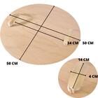 Bandeja Redonda Maré Castanho Com Alça Em Couro Marrom