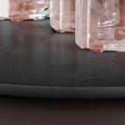 Bandeja Redonda Maré Ébano Com Alça Em Couro Preto