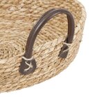 Bandeja Redonda Paracanas Com Alça De Couro Natural Seagrass